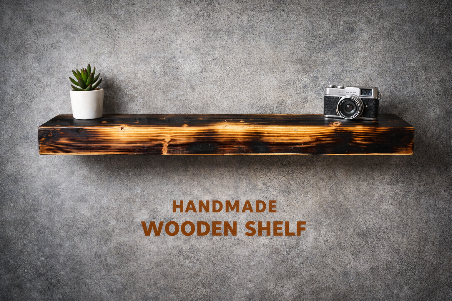 MyShelf™ Burnt Pine Floating Shelf – Handcrafted Shou Sugi Ban Finish