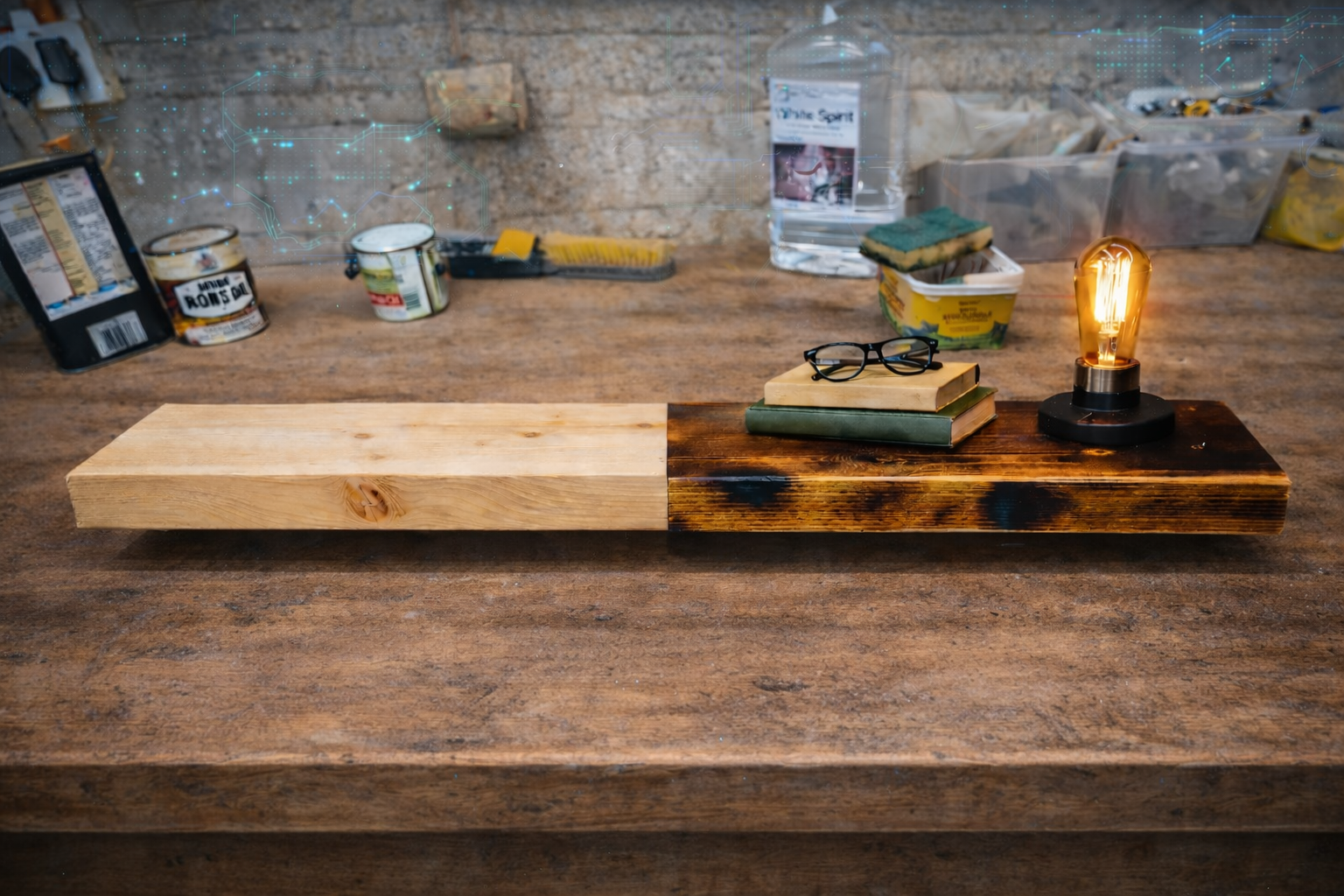 MyShelf™ Burnt Pine Floating Shelf – Handcrafted Shou Sugi Ban Finish