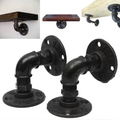 MyShelf™ Industrial Pipe Shelf Brackets — Black Cast Iron