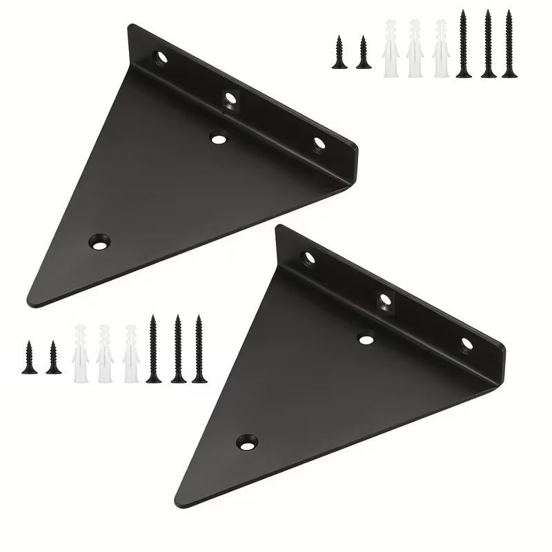 MyShelf™ Heavy-Duty Triangular Shelf Brackets — Black Steel