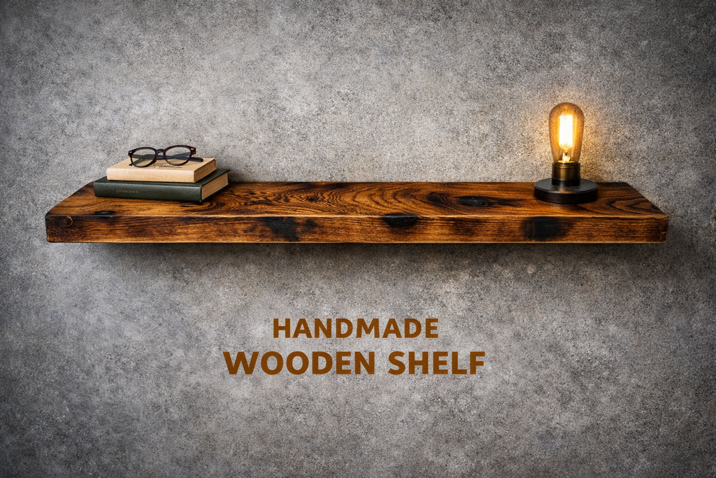 MyShelf™ Burnt Pine Floating Shelf – Handcrafted Shou Sugi Ban Finish